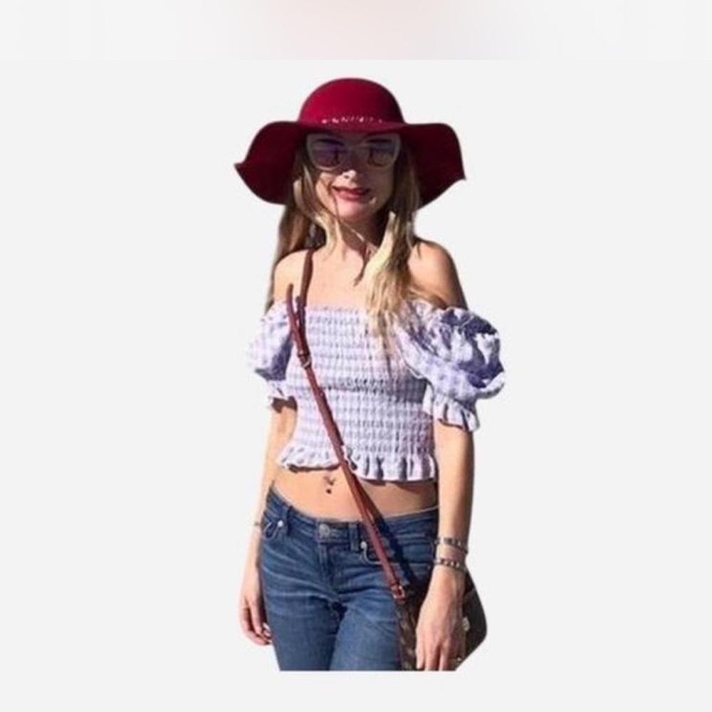 Nasty Gal lavender and White Smocked Ruffled Blouse puff sleeve princess top S